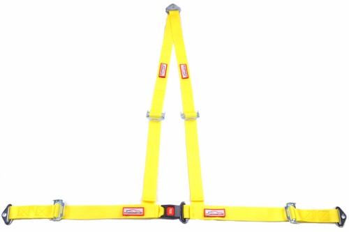 OFF ROAD BUGGY PUSH BUTTON BUCKLE & TONGUE OFF ROAD RACING HARNESS YELLOW