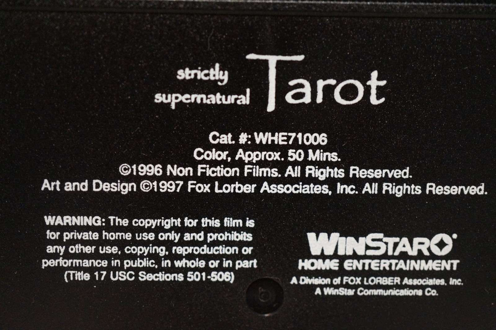 Strictly Supernatural - Tarot (VHS, 1999) Narrated by Christopher Lee