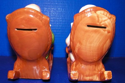 Lefton China Pair Banks Grandma & Grandpa Rocking Chairs Retirement Fund 1989