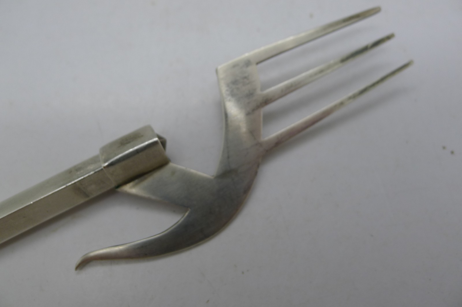 Georg Jensen RARE Important Experimental Sterling Silver Fork Knife Spoon Koppel