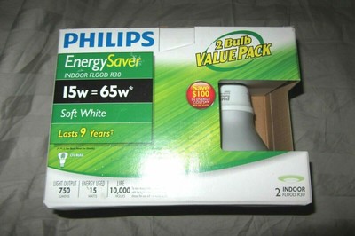 Philips CFL 15W = 65W R30 Reflector Soft White (2-Pack)  ** 8304**