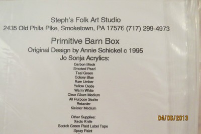 ANN SCHICKEL1995 PRIMITIVE BARN BOX DECORATIVE PAINTING PATTERN PACK  #C