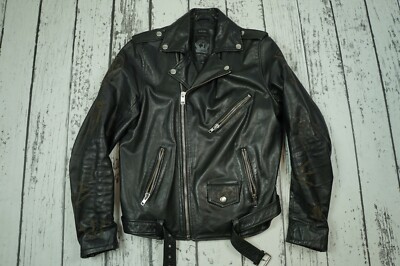 DIESEL MENS JACKET BIKER SHEEP COWHIDE LEATHER ILLUMINATI