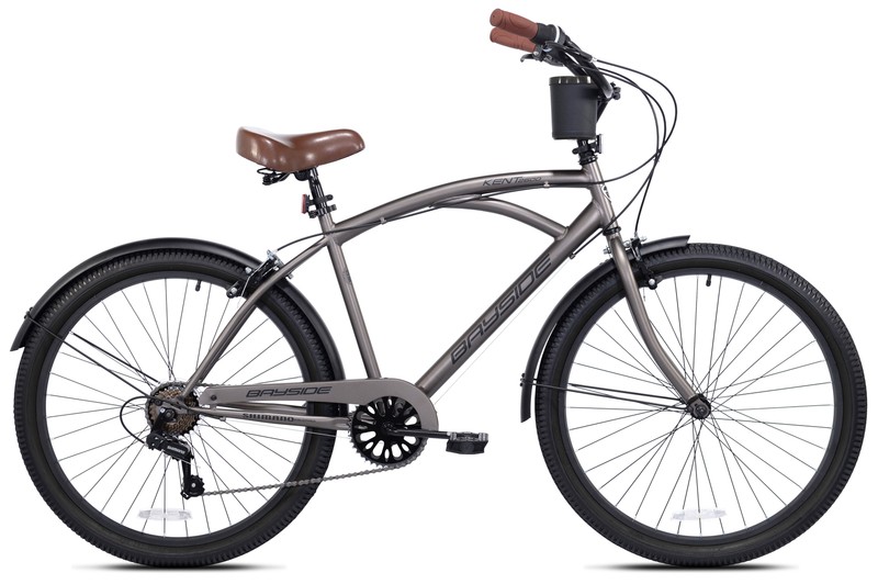Men's 26" Bayside Beach Cruiser Bike Perfect Fit Frame, 7-Speed, Gray