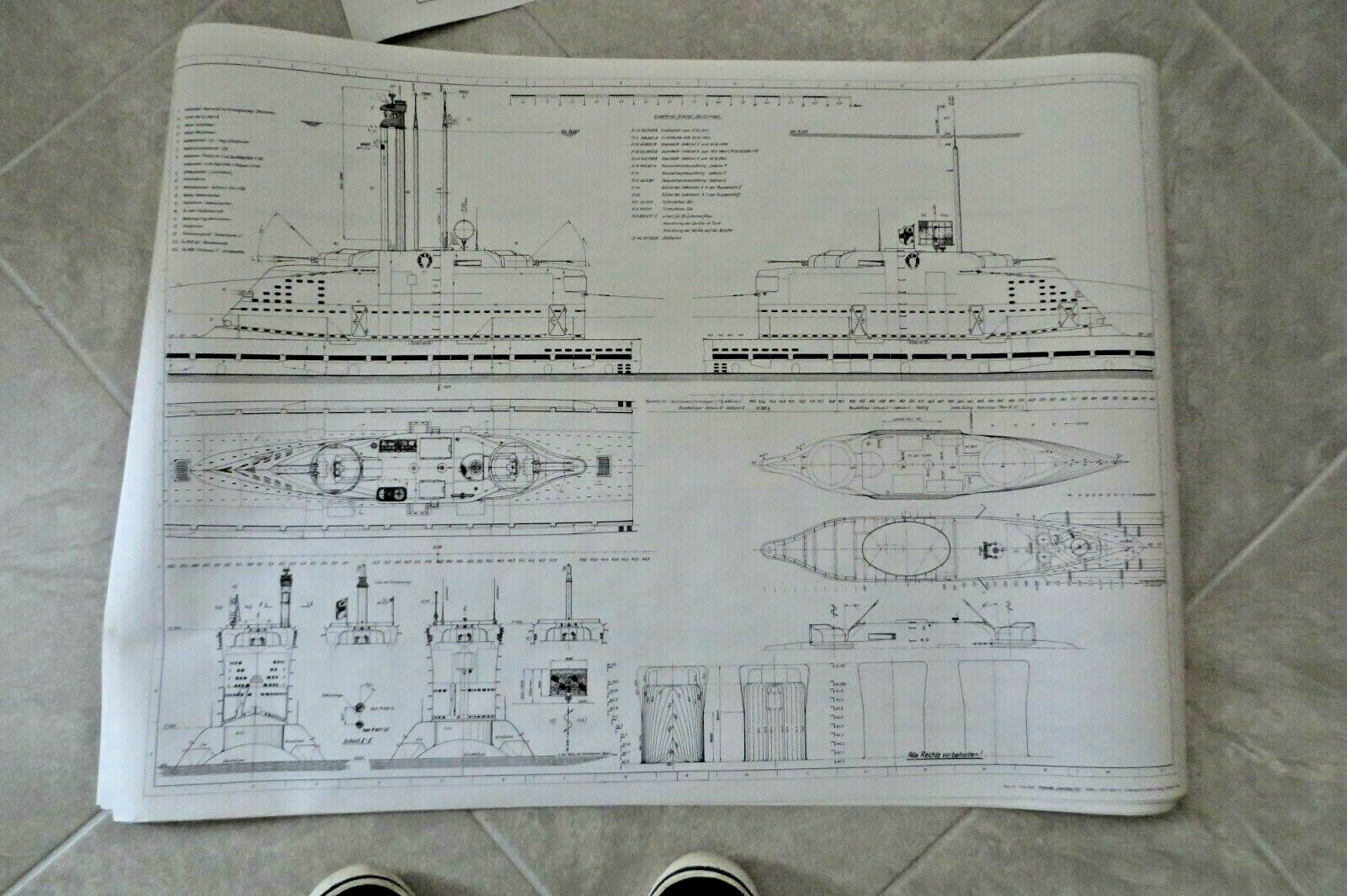 U Boat Type XXI design plans - 15 different sheets - UNIQUE, VERY RARE