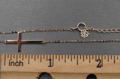 14K Solid Yellow Gold Fancy High Polished Sideways Cross Bracelet. 7" + 1"