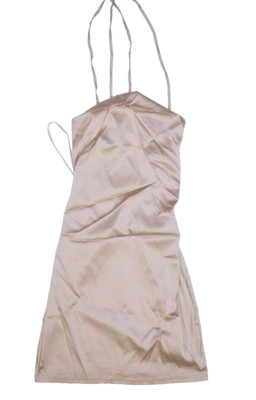 ASOS Design NaaNaa Plus Satin Cowl Neck Slip Dress Champagne Gold Womens 14