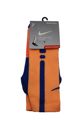 Nike Hyper Elite Cushioned Basketball Crew Socks Orange/Blue Size L 8-12 Men's