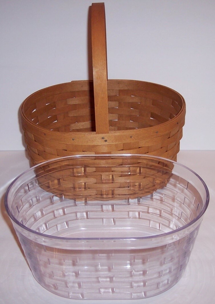 Longaberger 2007 Oval Spring Basket Combo Hard Protector Toboso Plaid Liner