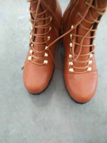 Retro Women Over-the-Knee Boots Lace Up Block Heel Wide Calf Shoe Big SZ 35-47 L