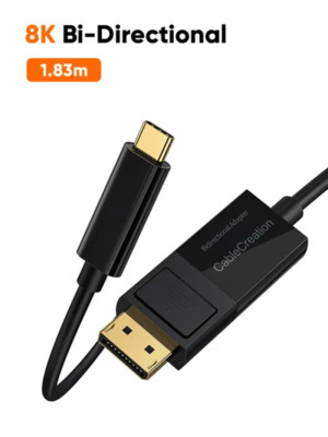 Cablecreation USB Type C to Displayport Cable Bidirectional 8K@60Hz