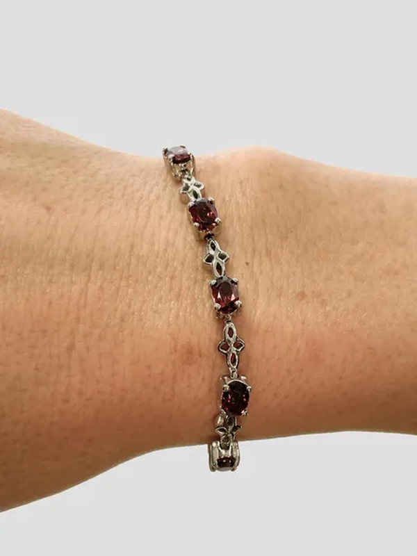 Shop LC Tennis Bracelet Delivering Joy Amethyst Peridot Garnet Blue Topaz Citrine Stainless Steel Adjustable Bolo for Women Bridesmaids Purple Gift Ct 1.8