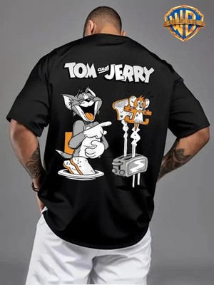 Warner Bros Looney Tunes & Tom Jerry Graphic T-Shirt Men Front & Back Print Tee