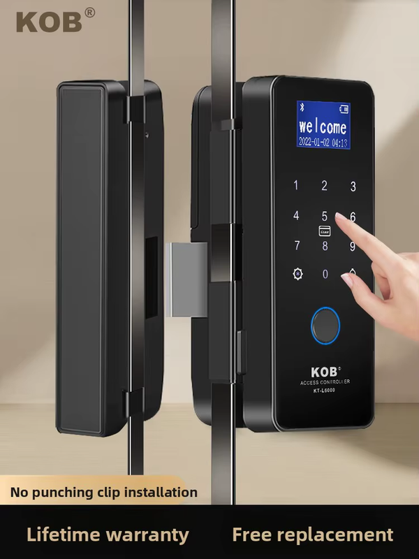 glass door fingerprint lock without opening holes Framed sliding door Intelligen