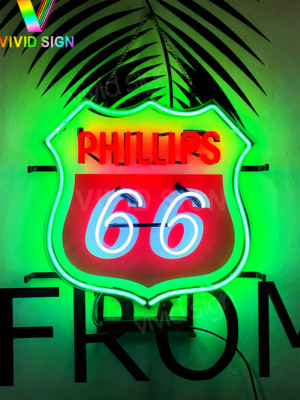 Phillips 66 Gasoline 16''x16'' Neon Light Lamp Sign With HD Vivid Printing AA