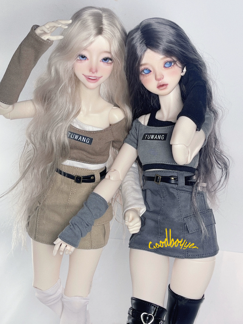 1/4 MSD BJD Doll PUNK Clothes Fake Two Piece Top + Short Skirt + Belt Hot Girl 1/4 MSD BJD Doll PUNK Clothes Fake Two Piece Top + Short Skirt + Belt Hot Girl