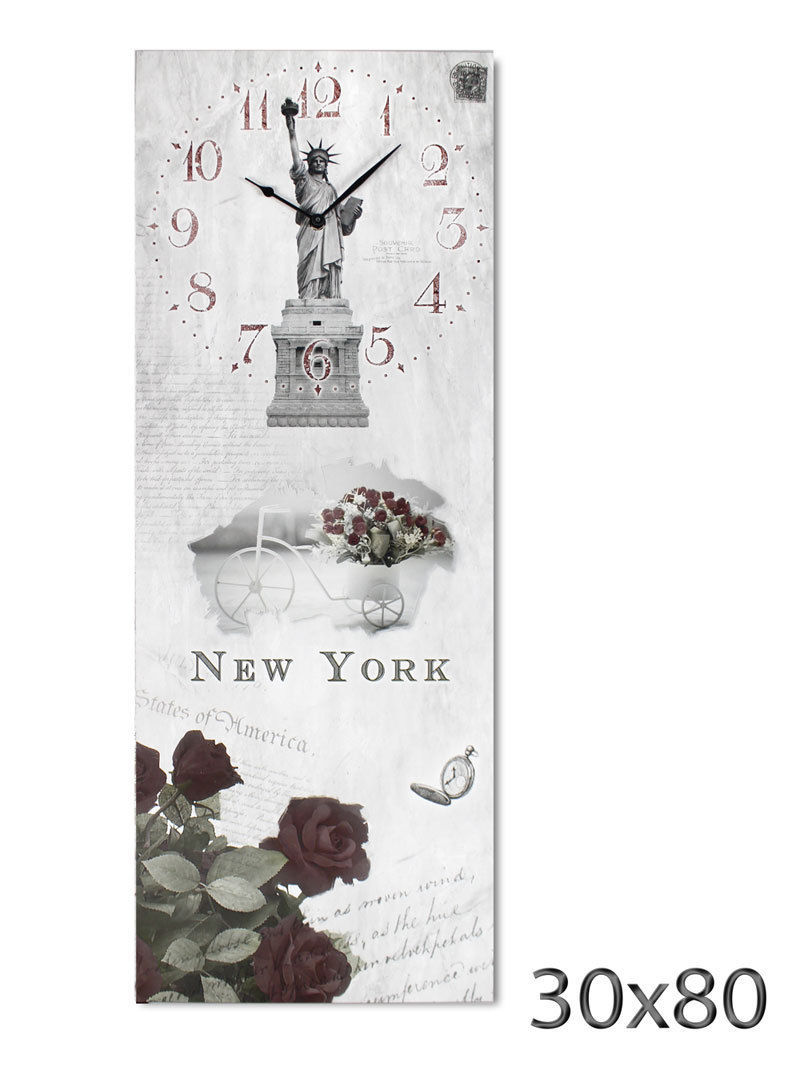 Orologio Da Parete Quadro New York 30x80cm Arredamento Casa sus