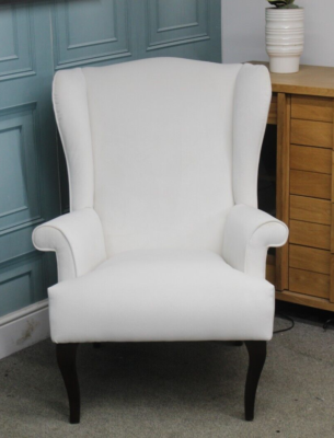 PARKER KNOLL JOHN LEWIS SHAFTSBURY WING CHAIR IN AQUACEAN HARRIET CREAM FABRIC