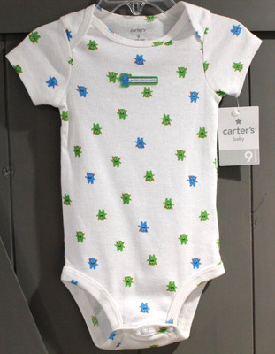 Boys 9 Months 1-Piece Romper white with monsters says ''AUNTIE'S LITTLE MONSTER''