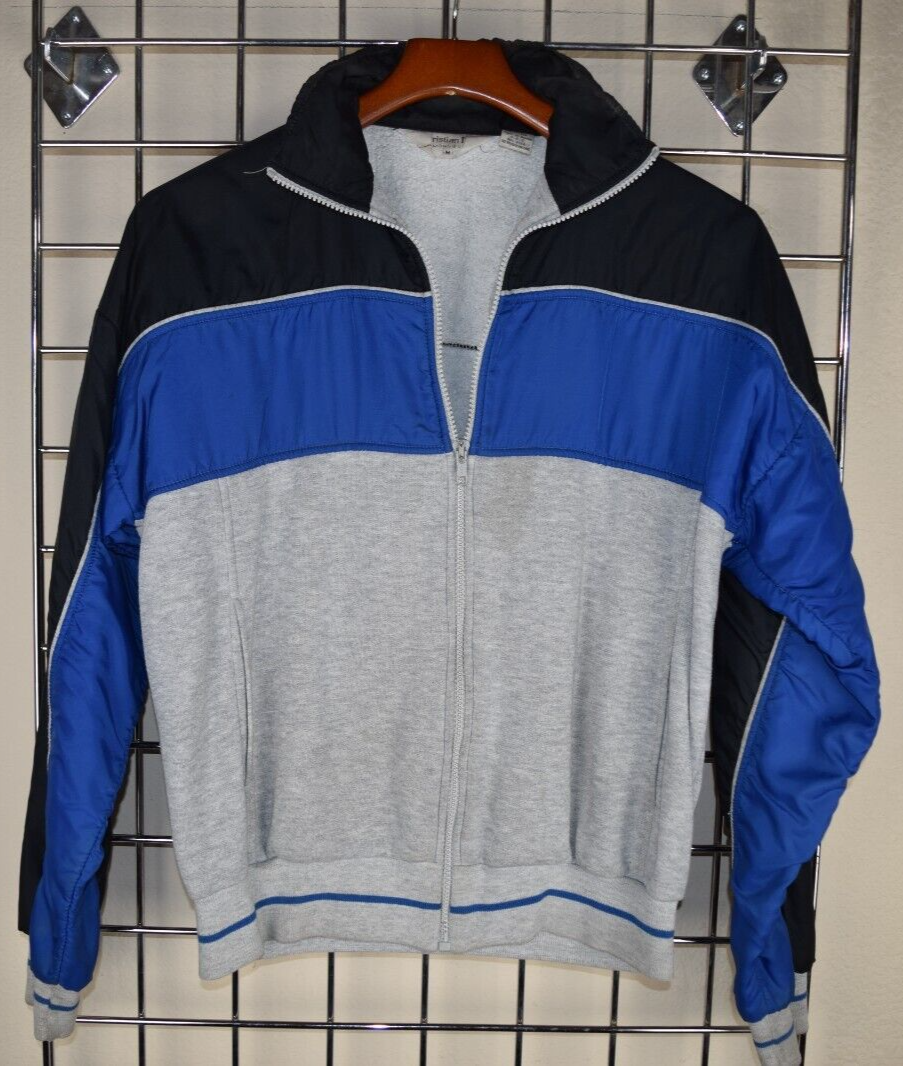 Christian Dior Jacket VTG 80s 3 Tone Gray Blue Sweatshirt