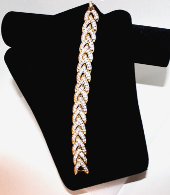 Nolan Miller Brilliant Chevron Design Crystal & Yellow Gold-Plated Braclet