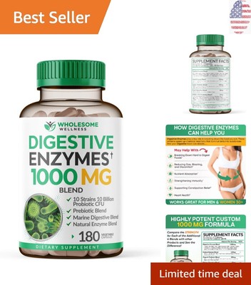 Ultra Strength Organic Probiotics & Prebiotics 1000MG Capsules - 180 Count