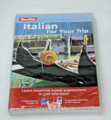 Italian- FOR YOUR TRIP by Berlitz  (BOOKLET & Audio CD) New Sealed 