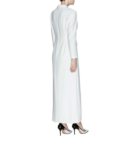 Pre-owned Handmade Custom Made To Order Lapel Asymmetric Formal Maxi Business Dress Plus1x-10x L220 In White
