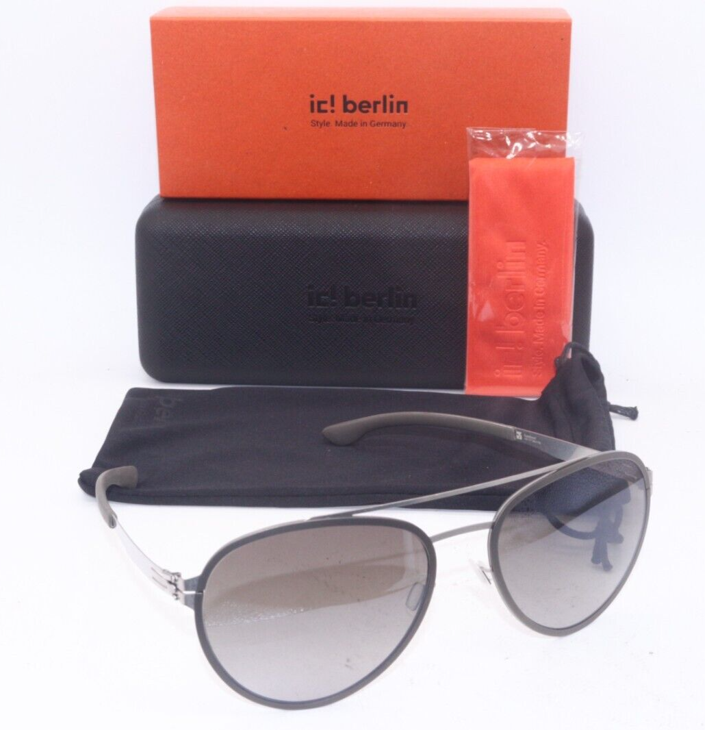 Pre-owned Ic! Berlin Ic Berlin Ferrum Graphite Gunmetal With Grey Gradient Lens Sunglasses 59-19 In Gray