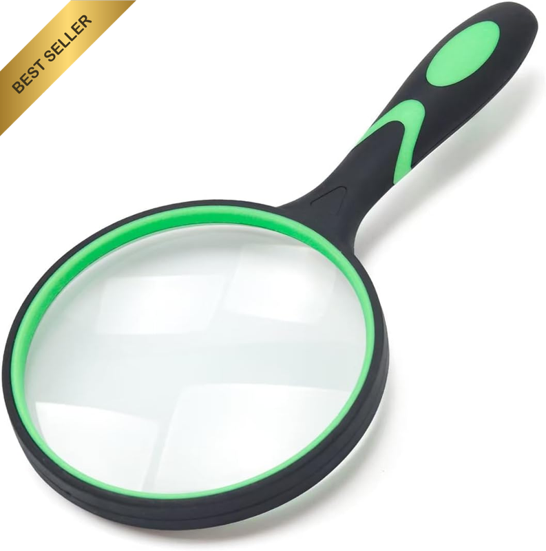 Large Magnifying Glass 10X Handheld Reading Magnifier for Seniors & Kids - 100MM