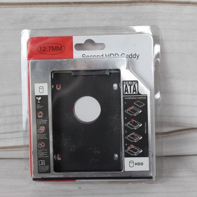 12.7mm Universal SATA 2nd HDD SSD Hard Drive Caddy for CD/DVD-ROM Optical Bay US