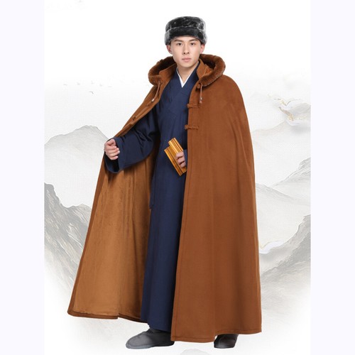 Men Chinese style Cloak Mantle Cape Jacket Thick Outwear Men Chinese style Cloak Mantle Cape Jacket Thick Outwear