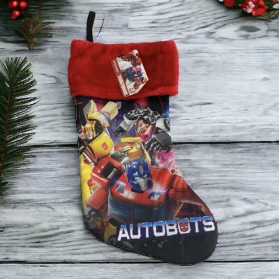 Transformers Christmas Stocking 17'' Autobots Red Trim Cartoon Novelty NEW