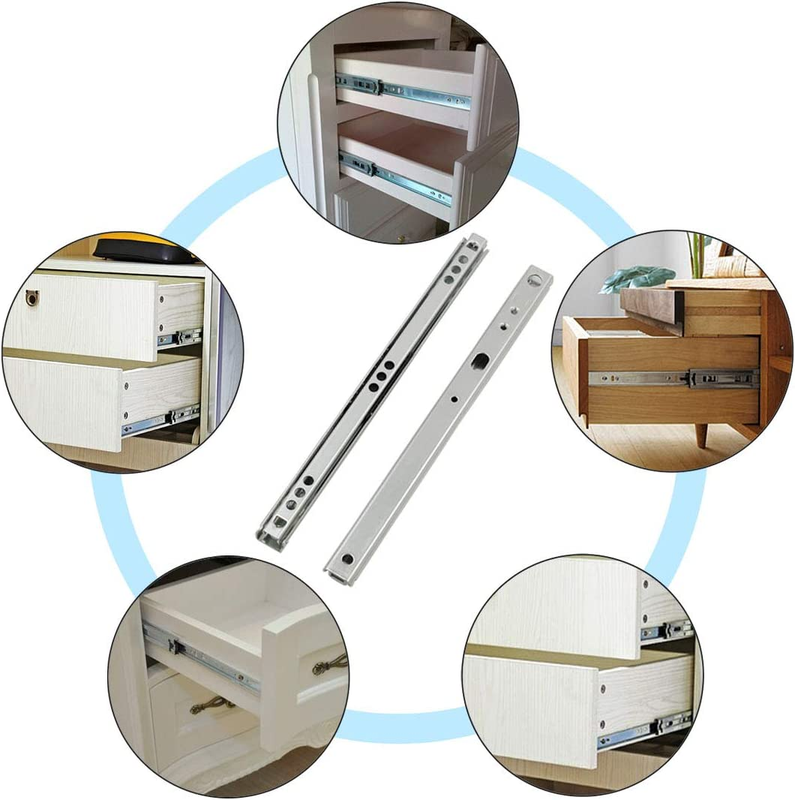 6 Pairs Metal 8.4 Inch Drawer Slides, Ball Bearing Two Way Slide Track Rail 0.7