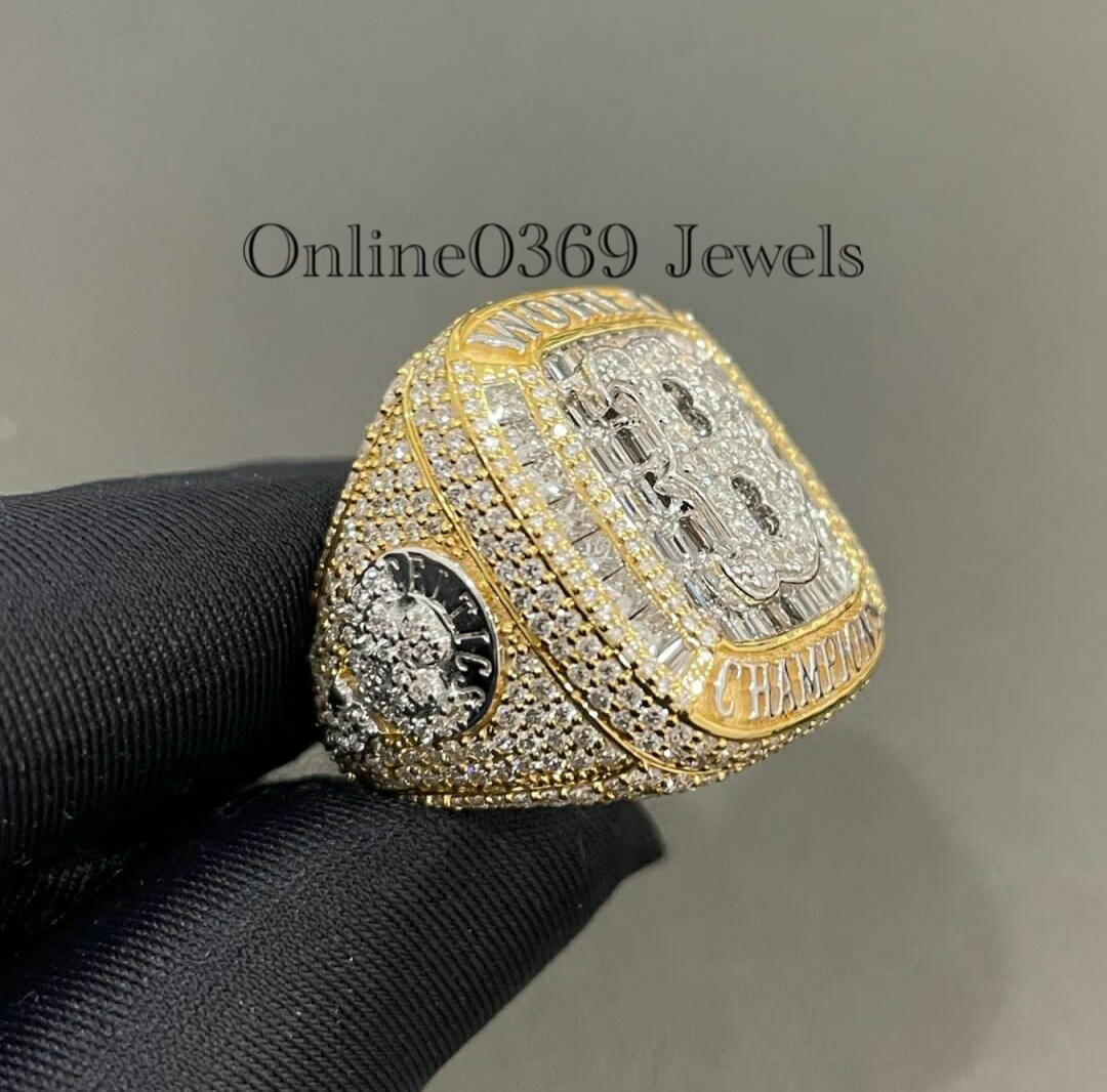 Pre-owned Online0369 Yellow Gold Plated Custom Initial Letter B Ring Rd Baguette Cubic Zirconia In White