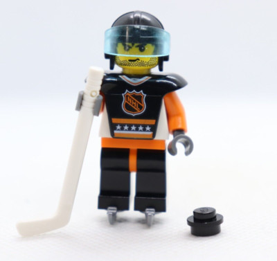Hockey Player #1 NHL 3578 BLACK Stick Puck Ice Skates LEGO  Minifigure Figure
