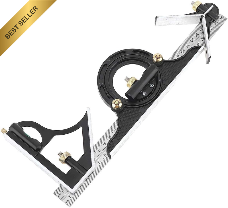 12" 300MM Adjustable Sliding Combination Square Ruler & Protractor Level Measure