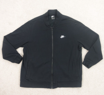 Nike Bomber Jacket 2XL Black Sweatshirt Sportswear Full Zip Club