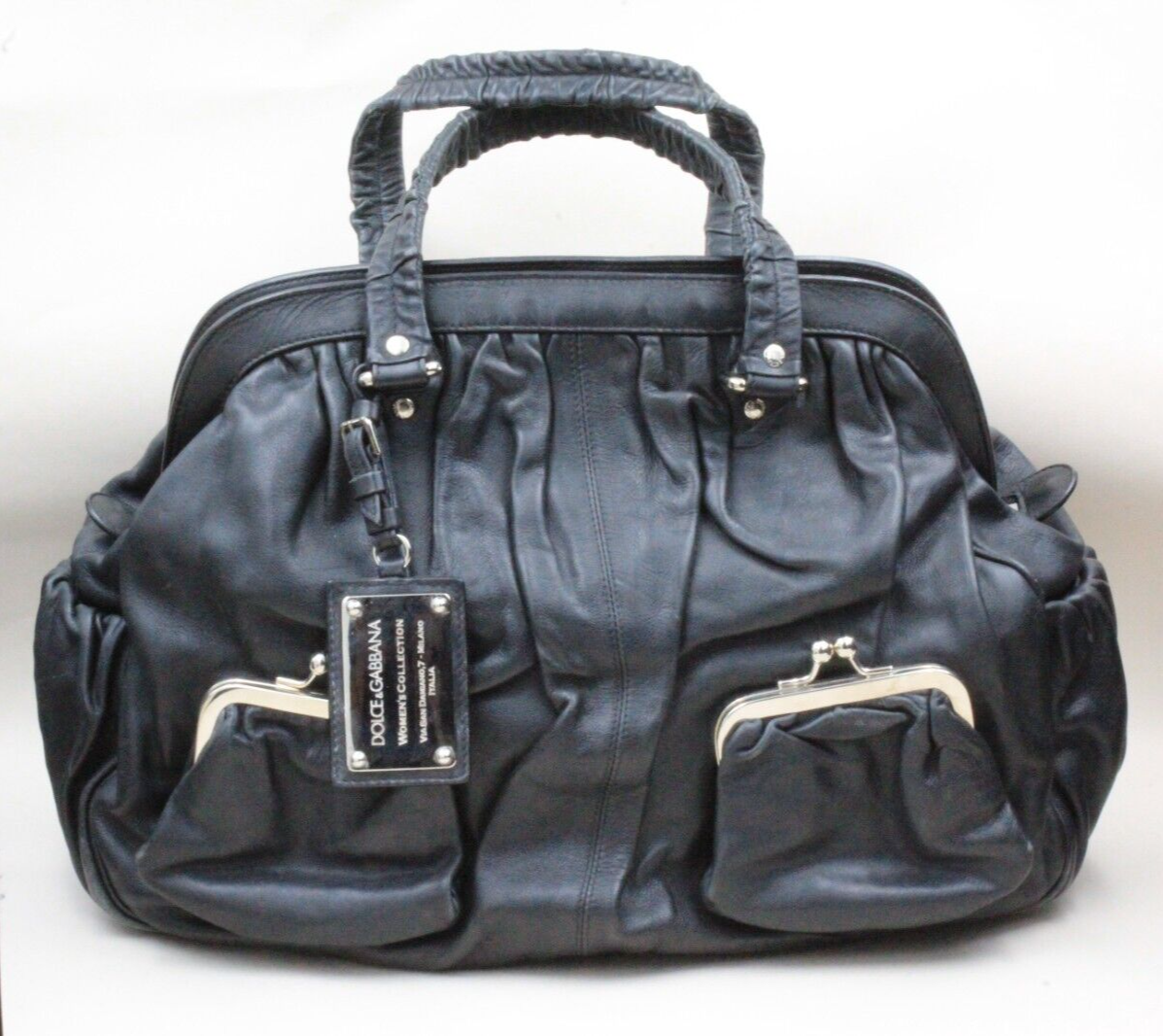 日本全国送料無料商品 特集 Dolce Authentic $2275 Gabbana Large Leather Black Curly Ms バッグ