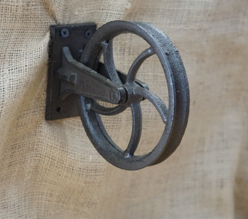 Rustic Cast Iron Pulley Wall Mounted Ceiling Light Wheel Farmhouse Industrial