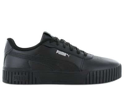 Кроссовки Puma Carina 2.0 JR черные 386185-10 Повседневная кожаная обувь для женщин и девочек