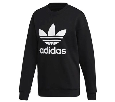 Adidas Trefoil Crew - Женская толстовка-пуловер из хлопка черного цвета FM3272 NEW