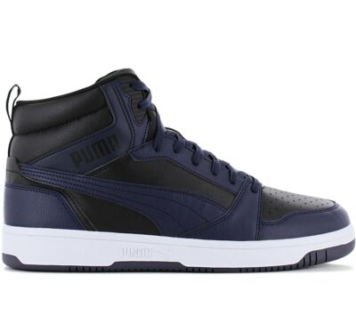 Мужские кроссовки Puma Rebound V6 Mid Черно-синие 392326-08 Спортивная баскетбольная обувь