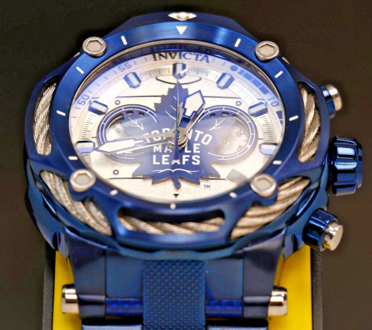 Pre-owned Invicta 2 Big Watches 60mm Nhl Toronto Maple Leafs 42195 And 53mm Bolt 42017