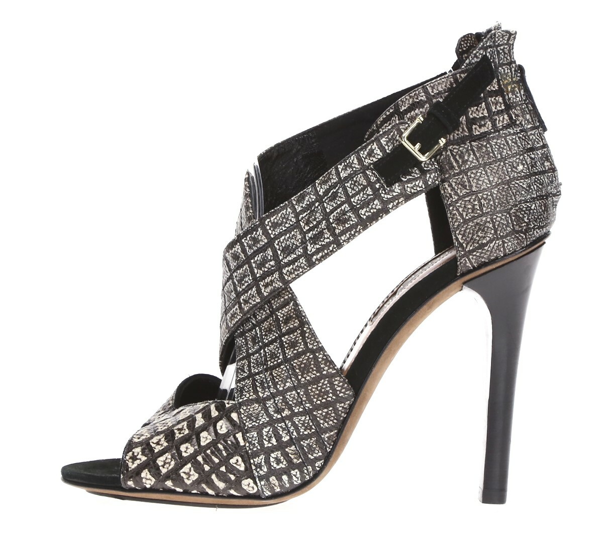 Derek Lam Womens Black White Leather X-Strap High Heel Sandals Size 6.5 B