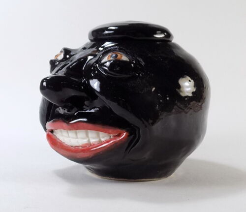 DARK OF THE MOON - Anthropomorphic Moon Face Jug-Spice Jar- Herbal Container