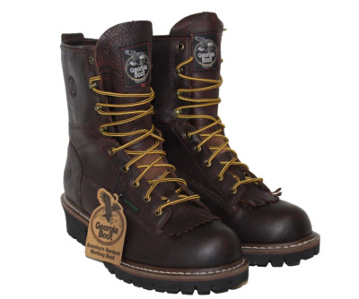 Georgia Boot Waterproof Soft Toe Logger Boots Mens Sz 10.5 W G7113 Brown Leather