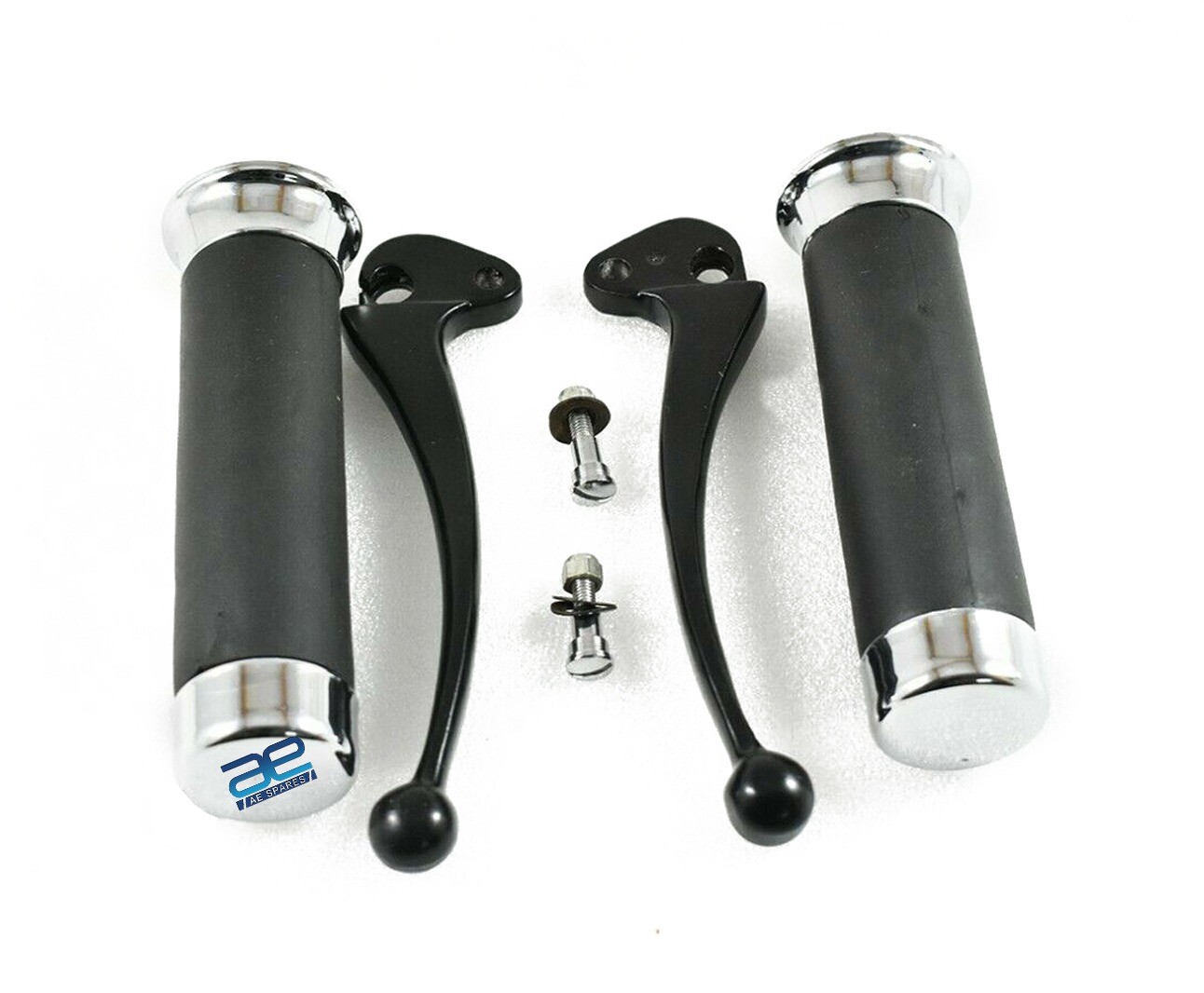 VESPA LML STAR STELLA PX Handle Grip Set Chrome Cap + Clutch Brake Lever  