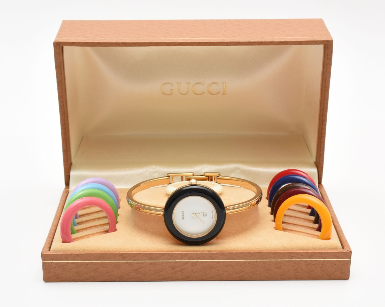 希少★GUCCI グッチ Vintage 1100 Series Watch Gucci Change Bezel 1100-L Gold Plated QZ 12 Change Bezel