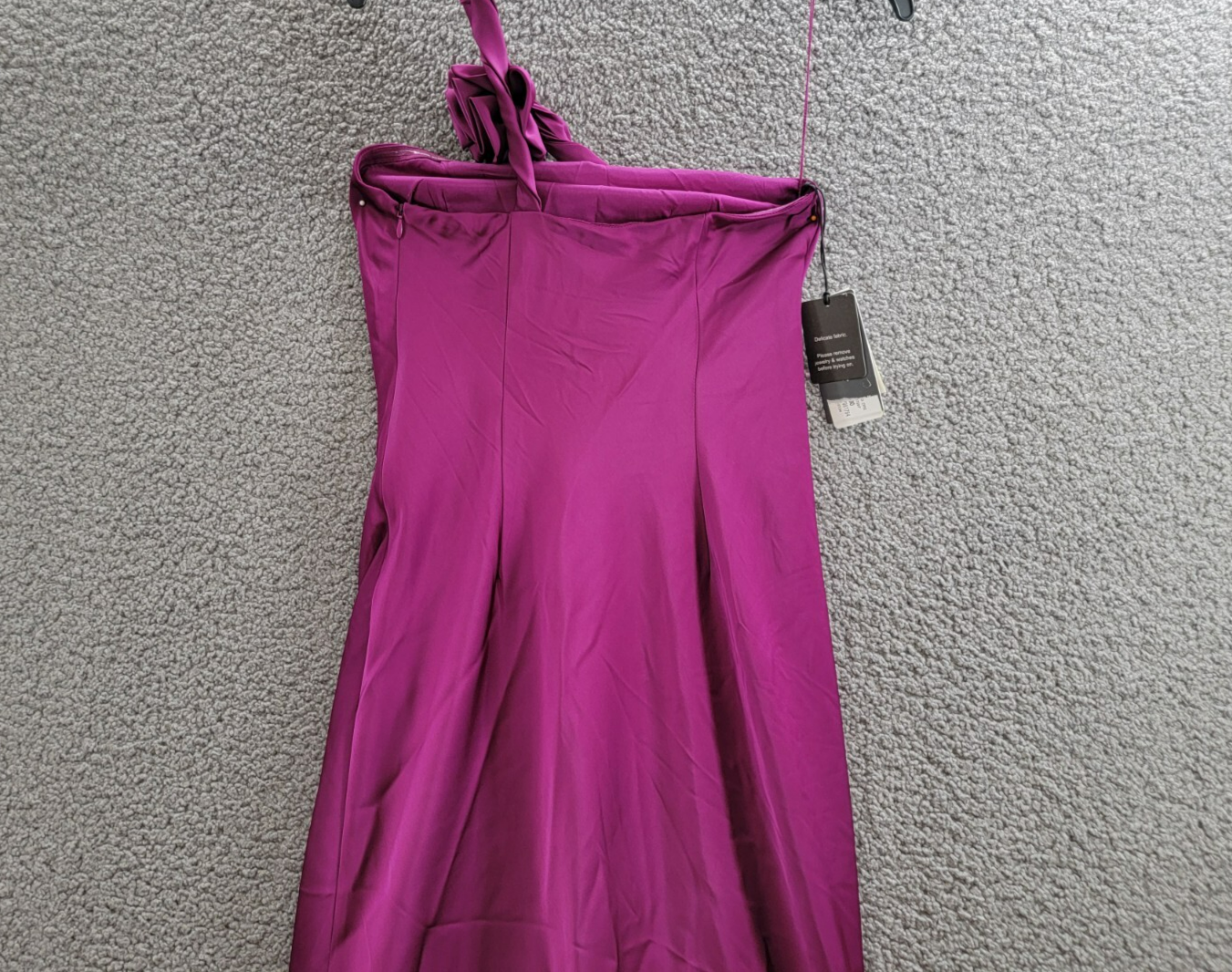 Liv Foster Clara Satin Dress Women's 0 Wine Berry Asymmetric Neck Side Zipped - Picture 10 of 16